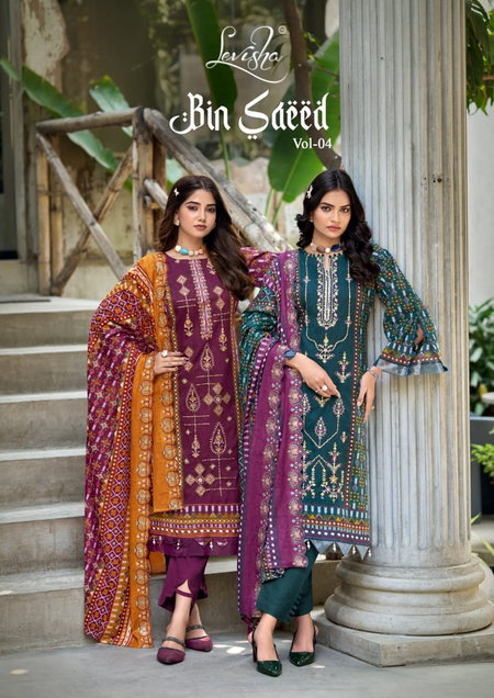 Bin Saeed Vol 4 By Levisha Cambric Lawn Online Pakistani Dress Material Wholesale